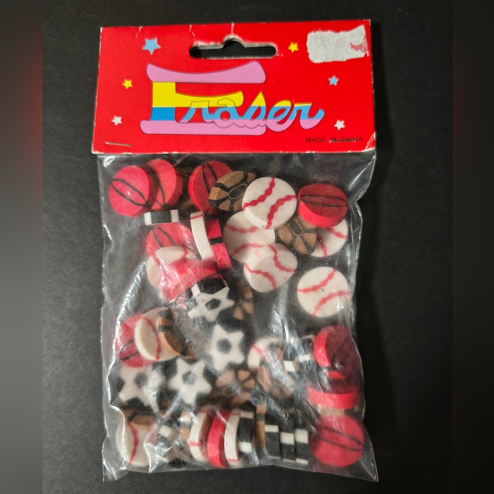 New Pencil Erasers Sports Balls Soccer Football Basketball Baseball